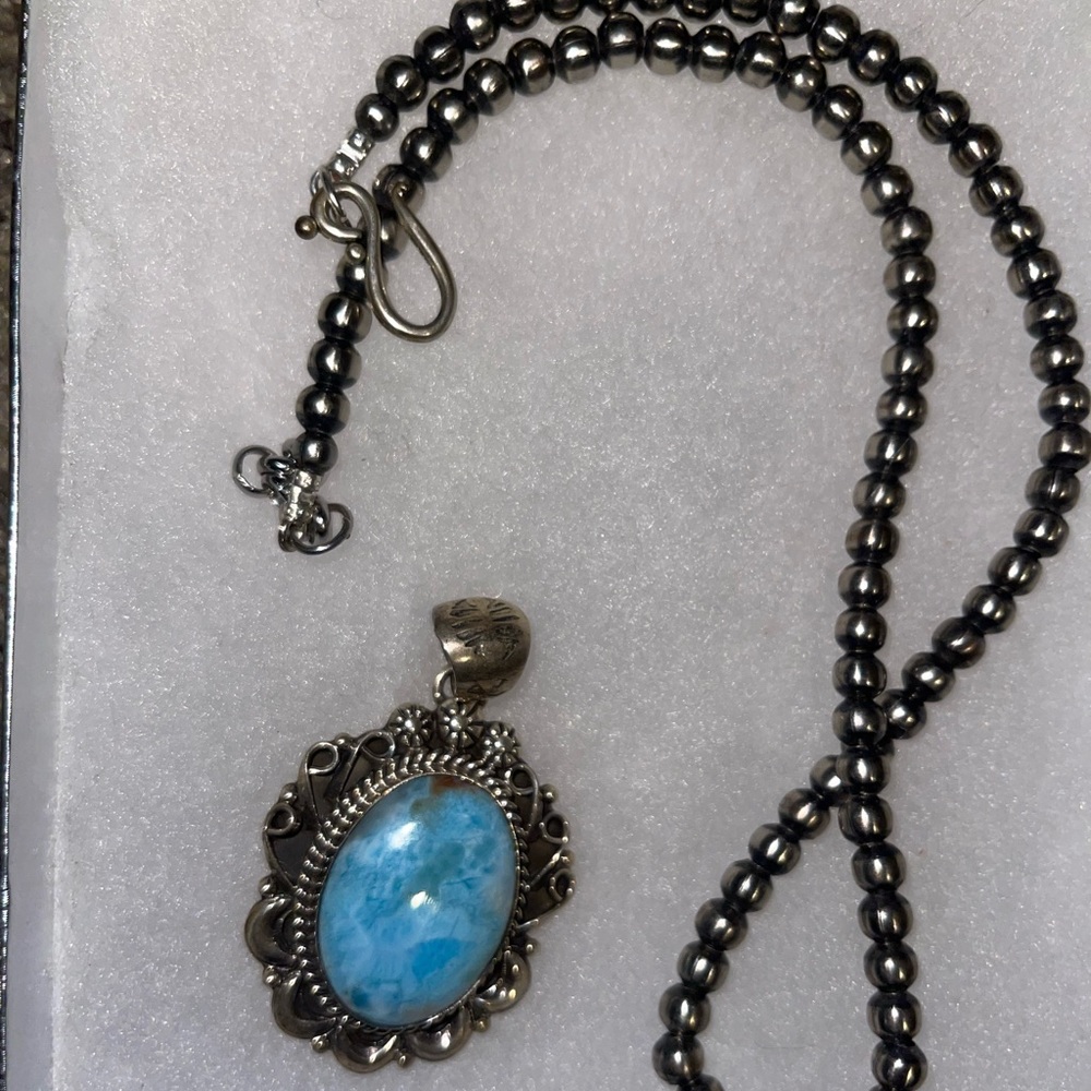 Authentic lapis necklace with Navajo pearls